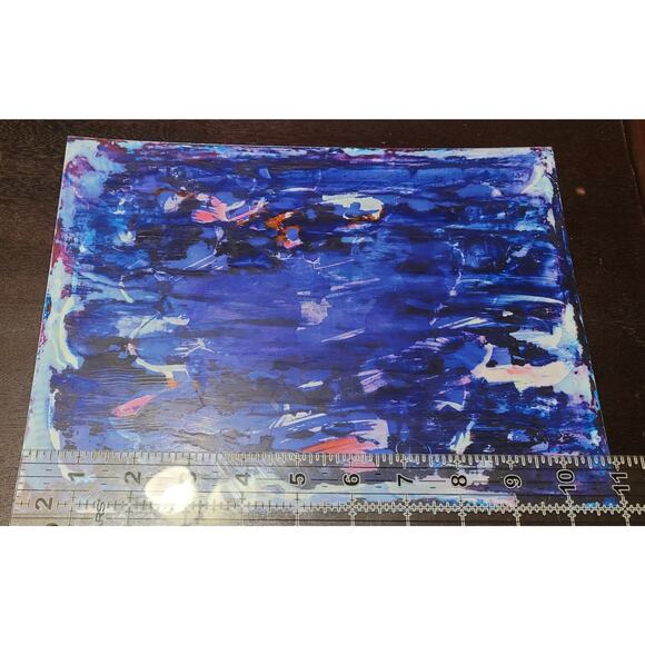 Abstract Wall Art Painting on Photo Paper by Local Artist in Purples and Blues - Picture 3 of 4